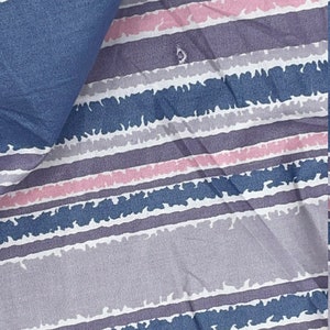 Cotton Chintz, Blue Striped Fabric by the yard