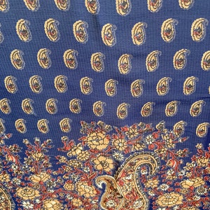 Paisley Navy and Honey Rayon Fabric