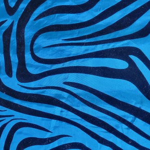 Teal and Black Zebra Print Poly Velvet Sold by the YARD