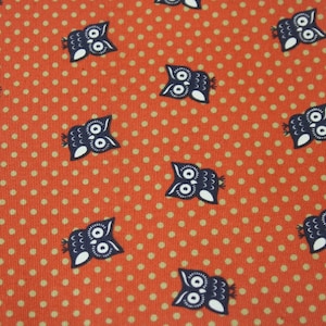 Burnt Orange/ little owls, Cotton Fabric by the yard