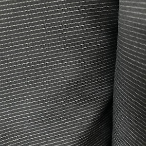 Silver Pinstripe Black Polyester Suiting Fabric