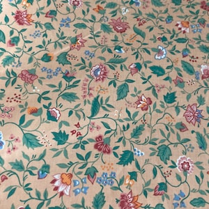 Pfirsich & Rosa Blumen Baumwoll Chintz