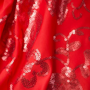 Crimson Spandex / Sequin Fabric sold by the YARD