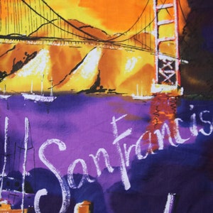 100% Cotton Vintage &quot;San Francisco&quot; Purple Fabric