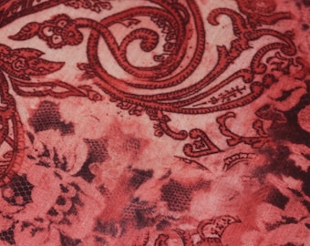 Red Paisley, Jersey Knit, Poly/Cotton Blend Fabric, sold by the yard