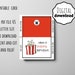 Printable Happy Birthday Popcorn Card Instant Download 7x5 Inch Cards ...