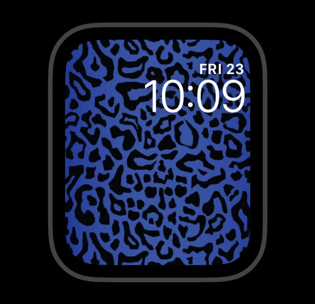Animal Print Blue Leopard Galaxy Apple Watch Wallpaper, Instant