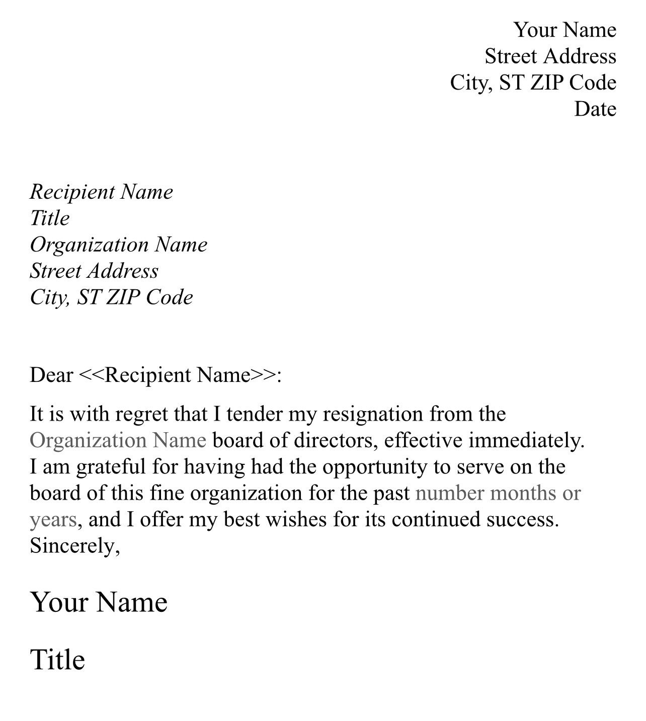 resignation letter