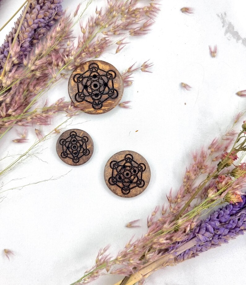 10 or 25 Pcs Mix Symbol Bundle Available Metatrons Cube Coconut Shell