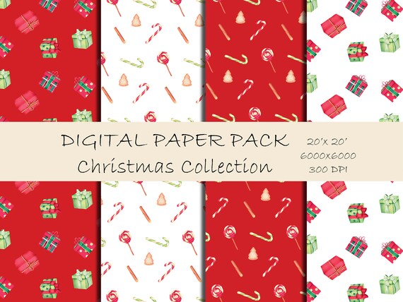 Christmas Gift Wrap Christmas Pattern Digital Paper Modern Etsy