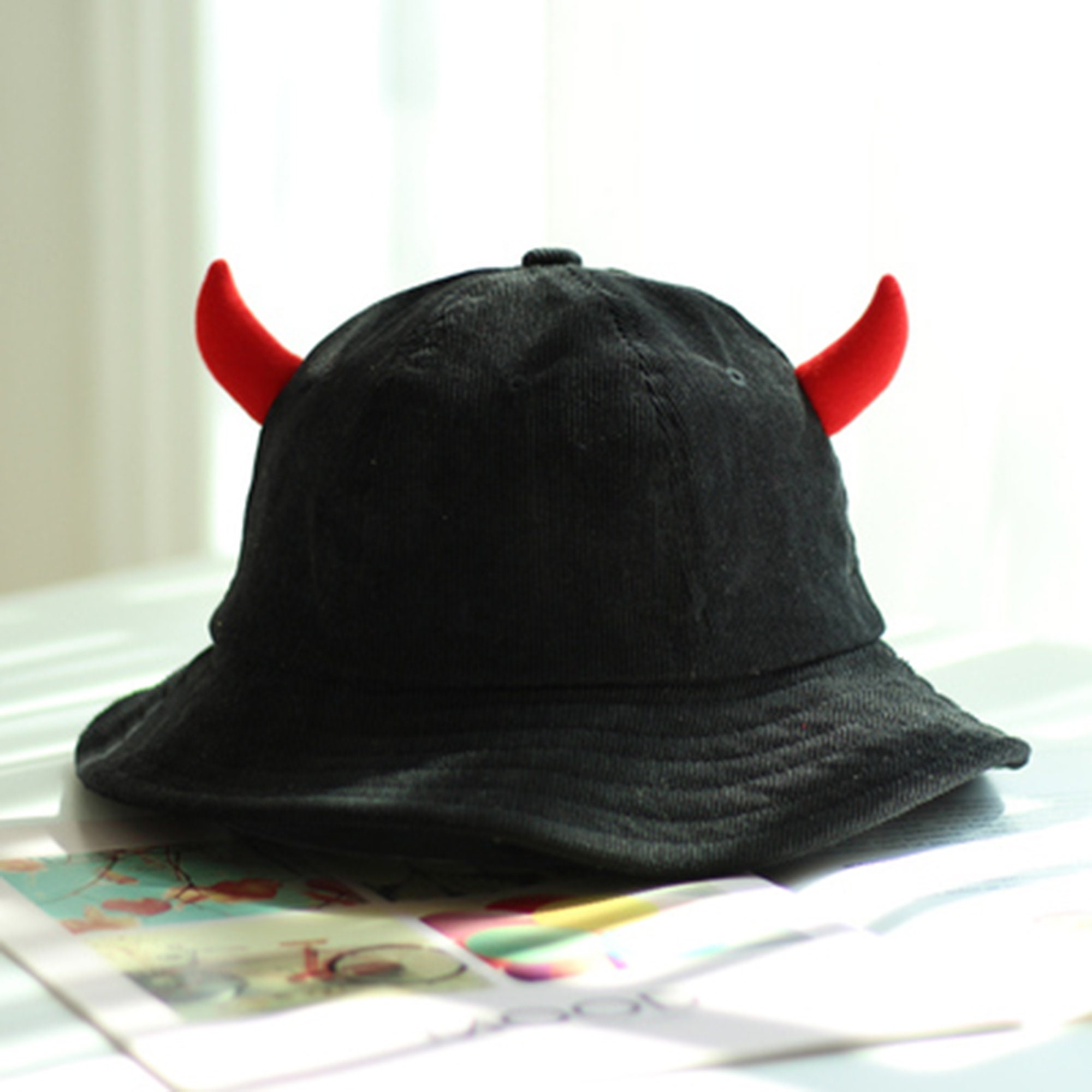 Devil Horn Bucket Hat Corduroy Hat Lovely Sun Hat Cute Hat Etsy