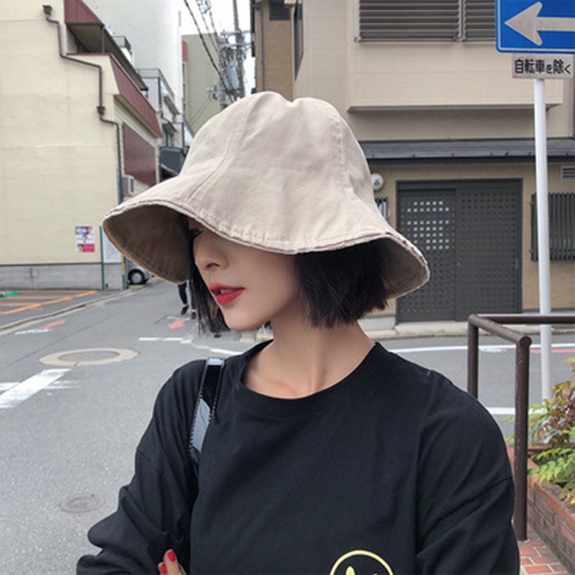 Japanese Frayed Bucket Hat Wide Brim Bucket Hat Foldable Etsy