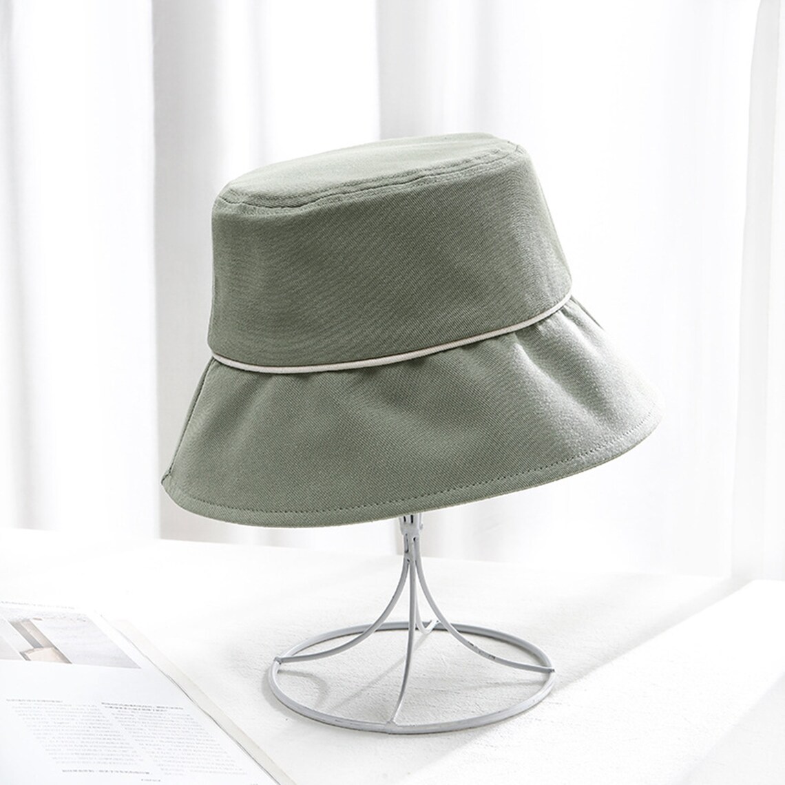 Japanese Fashion Bucket Hat Wide Brim Bucket Hat Foldable Etsy