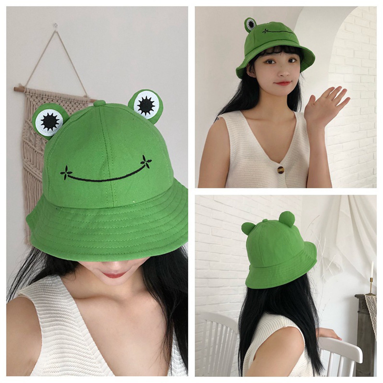 Frog Hat Kawaii Bucket Hat Animals hat Creative hats Head | Etsy