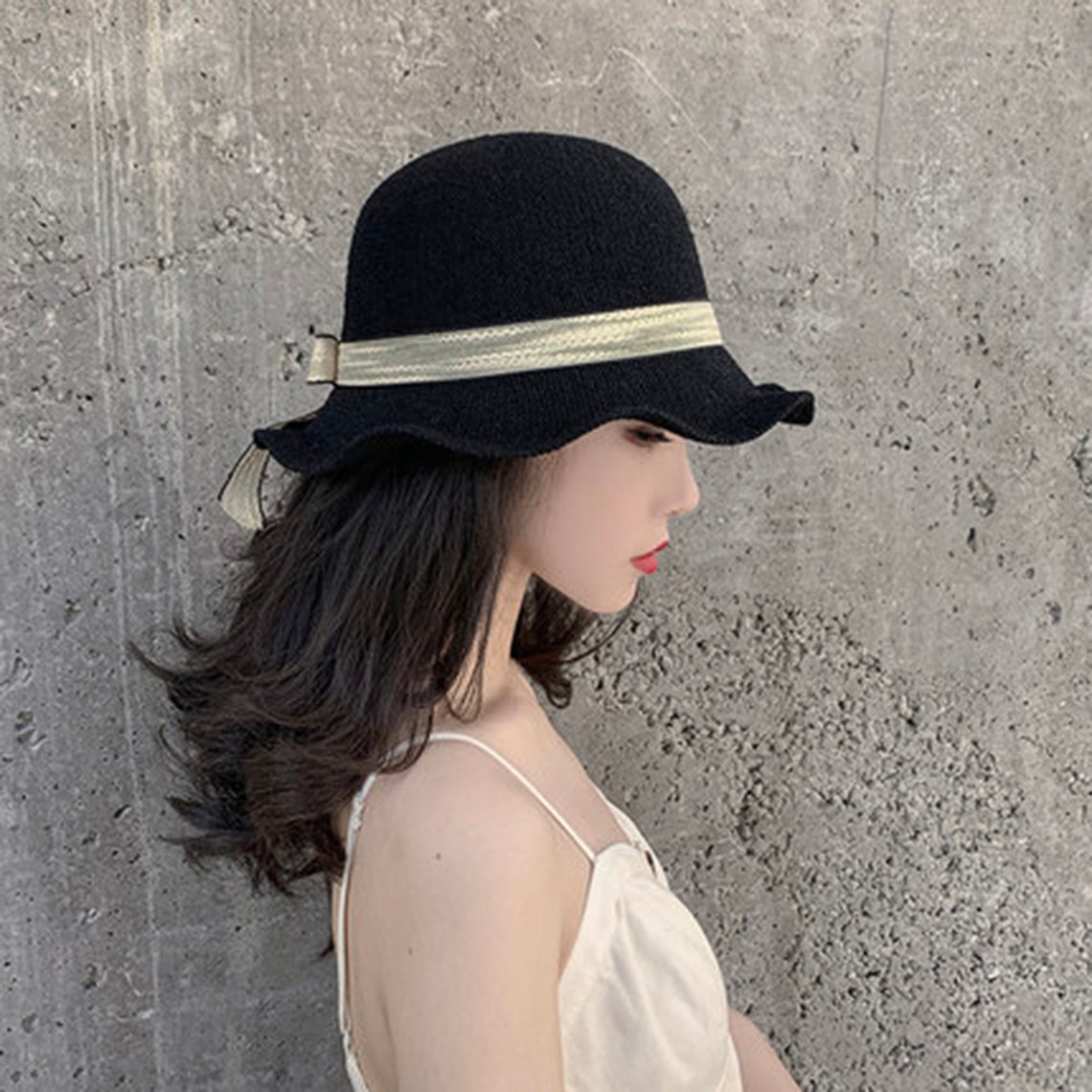 Japanese Bow Hat Ladies Retro Straw Hat Straw Hat With Bow Etsy