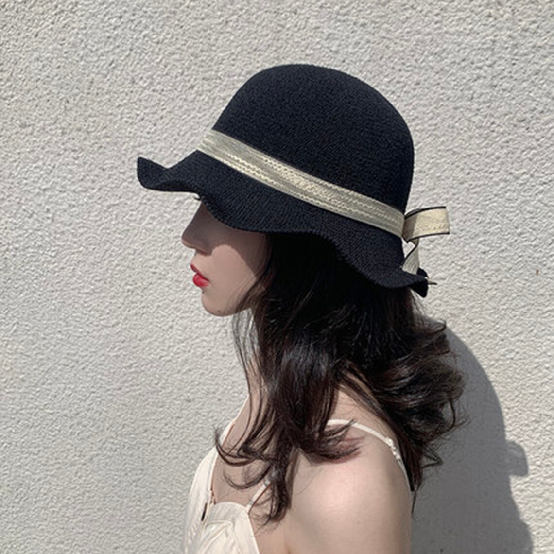 Japanese Bow Hat Ladies Retro Straw Hat Straw Hat With Bow Etsy