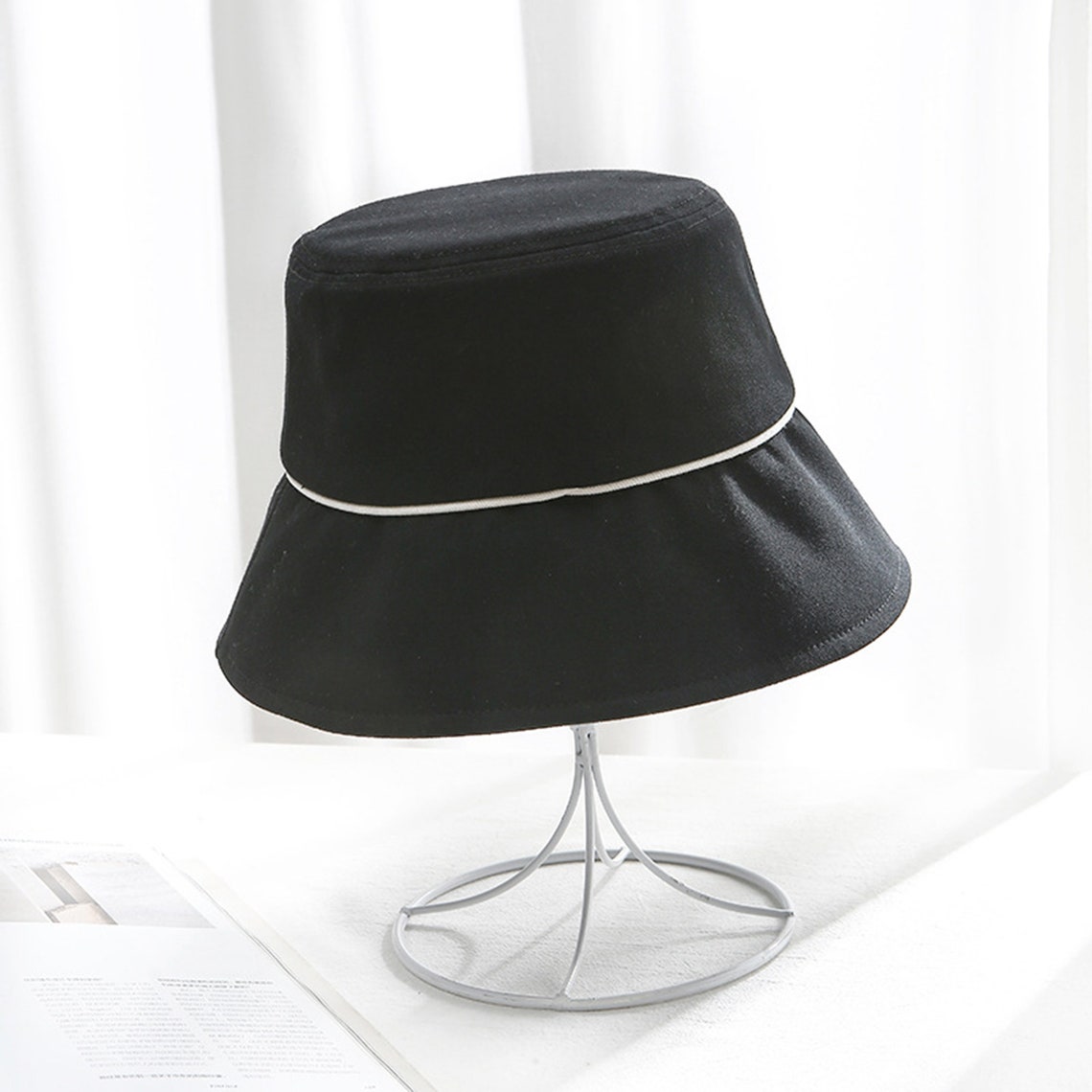Japanese Fashion Bucket Hat Wide Brim Bucket Hat Foldable Etsy
