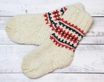 Chaussettes en laine tricotées à la main pour enfants Chaussettes pantoufles en laine véritable biologique Chaussettes en laine naturelle ethnique faites à la main Chaussettes biologiques en laine écologique