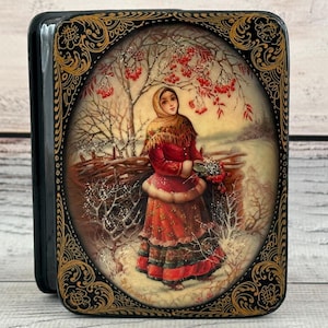 Lackbox, Ukrainische Kunstmalerei Schule, Portrait, Handarbeit, Schmuckbox, Wohndekor, Geschenkbox
