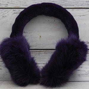 MADE in UKRAINE Winter Rabbit Fur Earmuffs, Rabbit Fur Purple Color, Handcrafted, Gift for Her, Warm Rabbit Earmuffs, Winter Earmuffs