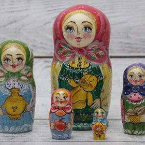 Ukrainian Doll Hand Painted Nesting Doll 5 pieces, Ukrainian Doll 4.72&#39;&#39; or 12 cm, Wooden Toy, Home Decor, Kids Gift, Kids Room Decor