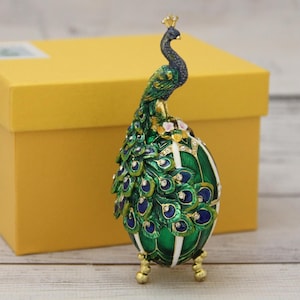 Ukrainian Faberge Style Christmas Figurine 3.93&quot; or 10 cm, Hand Crafted With Enamel & Swarovski Crystals, Christmas Figurine, Home Decor