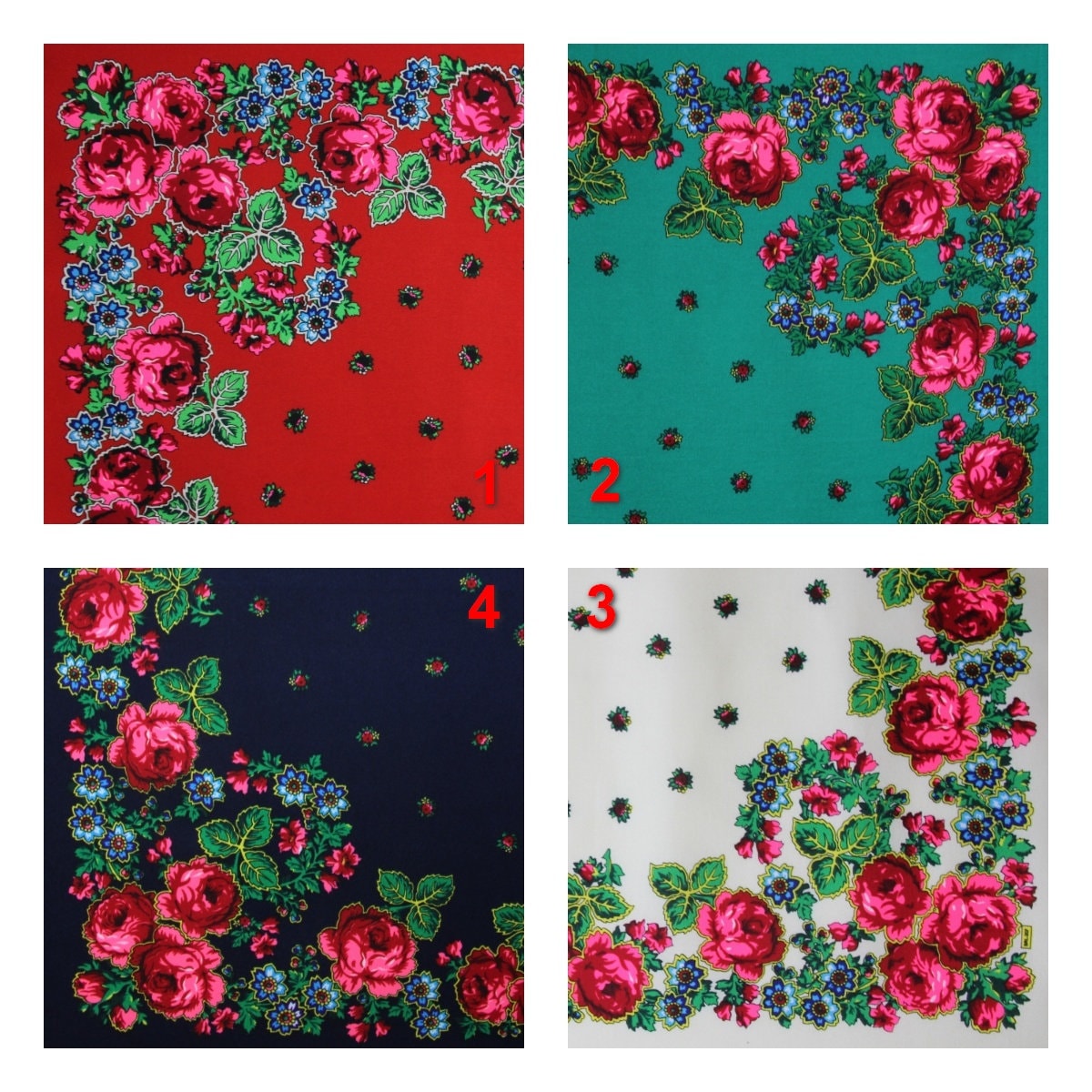 Écharpe Slave Coton 125x125cm | Motif Folklore | Franges Et Lavable