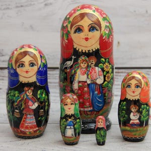 Ukrainian Doll Hand Painted Nesting Doll 5 pieces, Ukrainian Doll 4.72&#39;&#39; or 12 cm, Wooden Toy, Home Decor, Kids Gift, Kids Room Decor