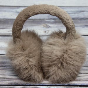 MADE in UKRAINE Winter Rabbit Fur Earmuffs, Rabbit Fur Cream Color, Handcrafted, Gift for Her, Warm Rabbit Earmuffs, Winter Earmuffs