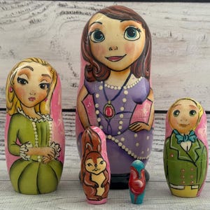 Ukrainian Cartoon Heroes Nesting Doll 4.72&#39;&#39; or 12 cm, Hand Painted Doll 5 pieces, Funny Gift, Kids Room Decor, Made In Ukraine