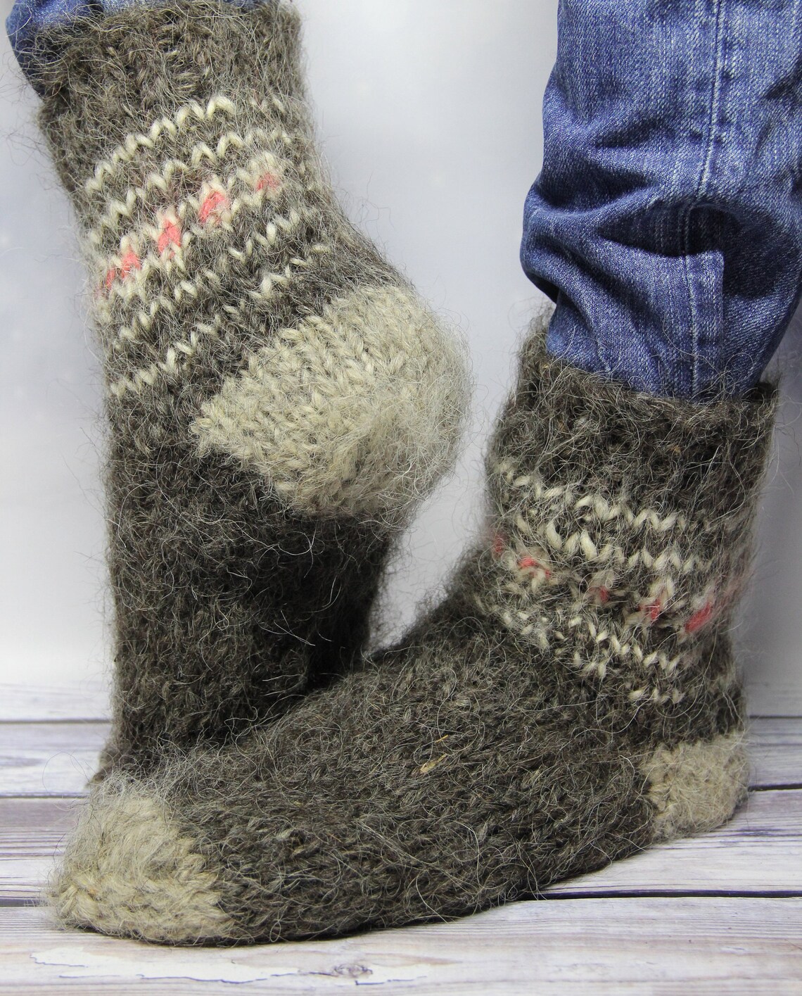 Cosy Real Wool Hand Knitted Socks Eco Friendly Real Wool Etsy