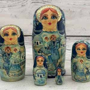 Ukrainische Matrjoschka-Puppe, handbemalt, 5-teilig, ca. 12 cm groß, Holzspielzeug, Dekoration für Zuhause, Kindergeschenk, Kinderzimmerdekoration