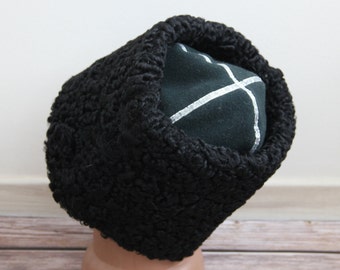 Vintage Cossack Winter Hat Papaha, Kubanka Hat, Natural Astrakhan Fur Hat with a Real Wool Top, Made in Ukraine
