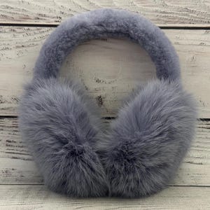 MADE in UKRAINE Winter Rabbit Fur Earmuffs, Rabbit Fur Gray Color, Handcrafted, Gift for Her, Warm Rabbit Earmuffs, Winter Earmuffs