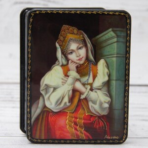 Lacquer Box, Ukrainian Art Painting School, Portrait, Handmade, Jewelry Box, Home Decor, Gift Box