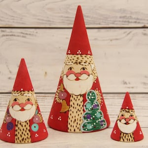 Ukrainian Santa Doll Hand Painted Nesting Doll 3 pieces, Ukrainian Santa 5.9'' or 15 cm, Wooden Toy, Home Decor, Kids Gift, Kids Room Decor