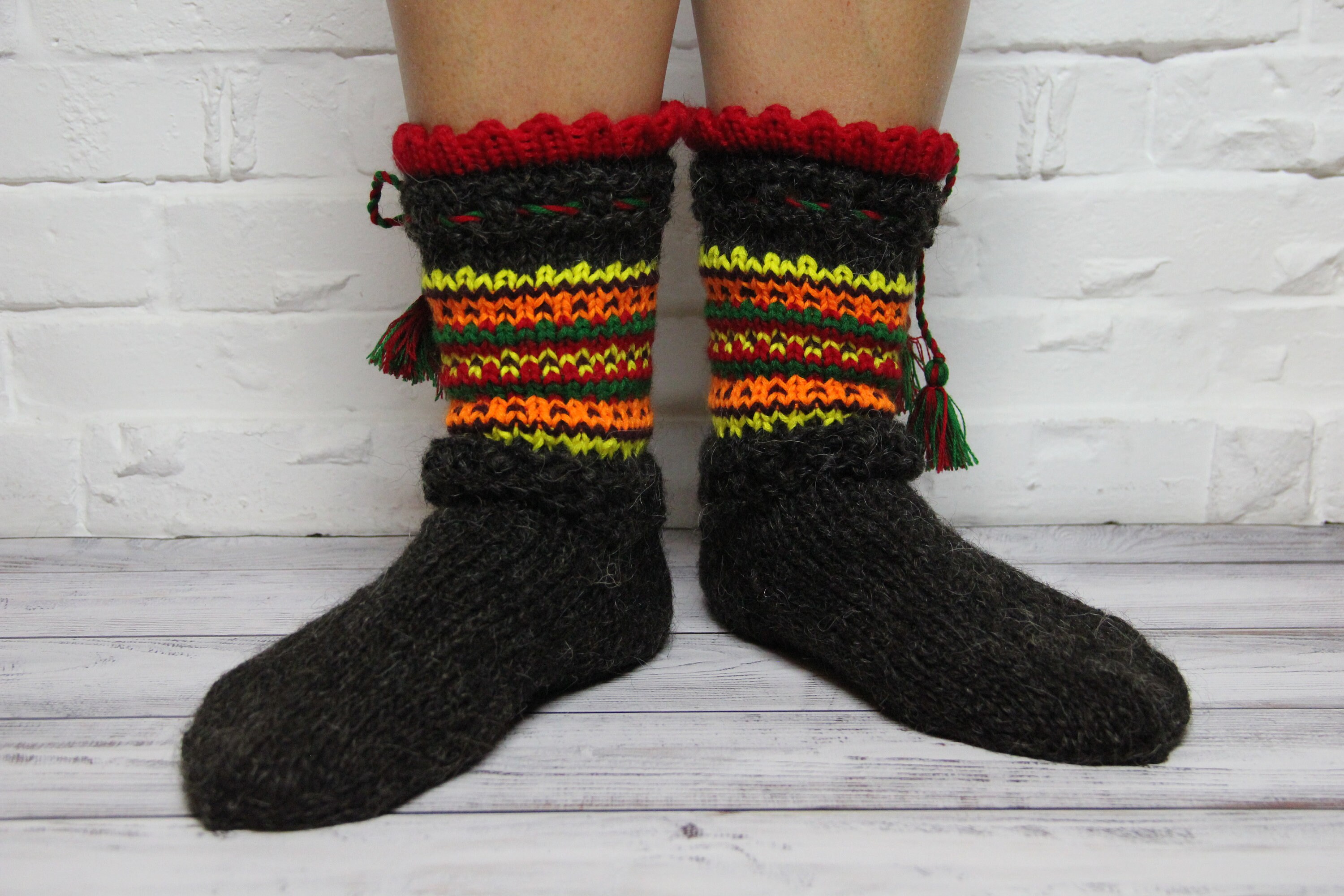 Made in Ukraine Hand Knitted Woolen Socks Organic Real Wool Etsy