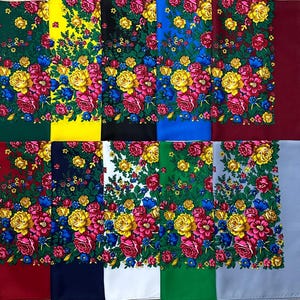 Ukrainian Shawl, Slavic Babushka Floral Scarf, Ethnic Folk Shawl, Modern Chic Boho, Chale with Classic Timeless Floral Design