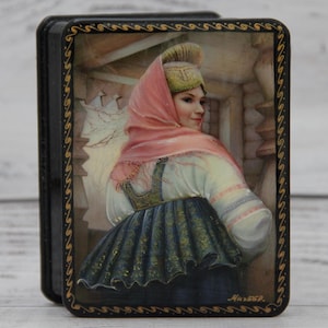 Lacquer Box, Ukrainian Art Painting School, Portrait, Handmade, Jewelry Box, Home Decor, Gift Box