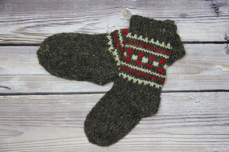 Eco Wool Organic Hand Knitted Socks Organic Eco Friendly Wool Slipper Socks Handmade Ethnic Natural Wool Socks