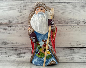 手彫りの木製サンタクロース：ウクライナの民芸品、手描き - Etsy 日本