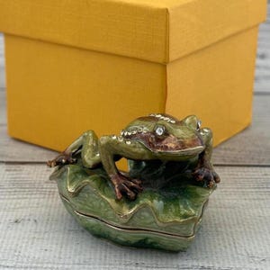 Ukrainian Faberge Style Figurine Frog 1.77&quot; or 4.5 cm, Hand Crafted With Enamel & Swarovski Crystals, Christmas Figurine, Home Decor