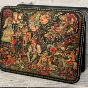 Lackbox, Ukrainische Kunstmalerei Schule, Märchen, Handarbeit, Schmuckbox, Wohndekor, Geschenkbox
