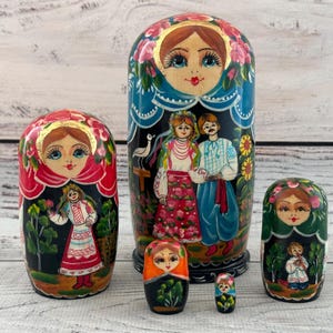 Ukrainian Doll Hand Painted Nesting Doll 5 pieces, Ukrainian Doll 4.72&#39;&#39; or 12 cm, Wooden Toy, Home Decor, Kids Gift, Kids Room Decor