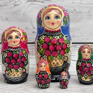 Ukrainian Doll Hand Painted Nesting Doll 5 pieces, Ukrainian Doll 4.72&#39;&#39; or 12 cm, Wooden Toy, Home Decor, Kids Gift, Kids Room Decor