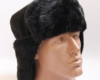 ??Vintage Real Fur Russian Hat – Made in USSR?? Vintage Winter Faux Fur Hat, Soviet Army Design Ushanka Hat  main image 3