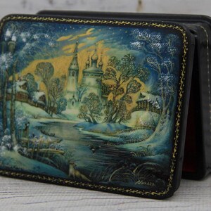 Lacquer Box, Ukrainian Art Painting School, Landscape, Handmade, Jewelry Box, Home Decor, Gift Box