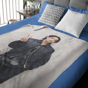 Jeté photo K-Pop personnalisé, Couverture en peluche personnalisée en velours de coton JK du Qatar, Cadeau pour l'armée, Couverture graphique personnalisée K-Pop-cadeau #1715