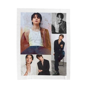 Couverture photo K-Pop Army, Couverture en velours côtelé PJM avec collage photo, Cadeau personnalisé pour l'armée et les fans de K-Pop, Baby Mochi, Lachimolala Merch # 2349