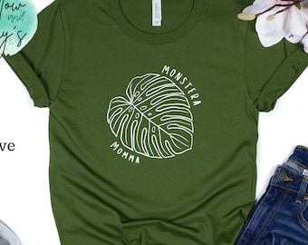 Monstera Momma T-Shirt, Plant Mom Shirt, Monstera Leaf Tees, Funny Graphic Gardening Shirt, Plant Lover Gift